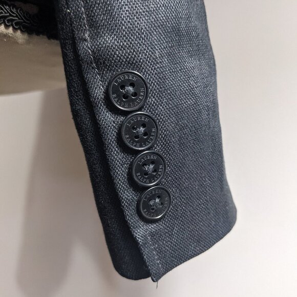 Lauren Ralph Lauren Black 100% Linen Blazer Jacket Lined Career Office size 12 - Picture 10 of 14